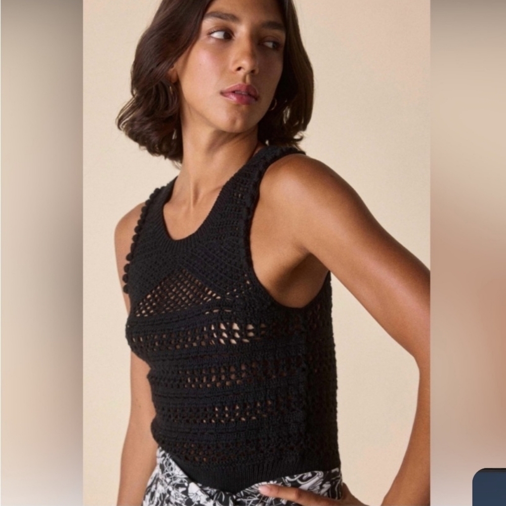 St.Roche, Marilyn Crocheted Tank, Black, Size Medium, Nwt!